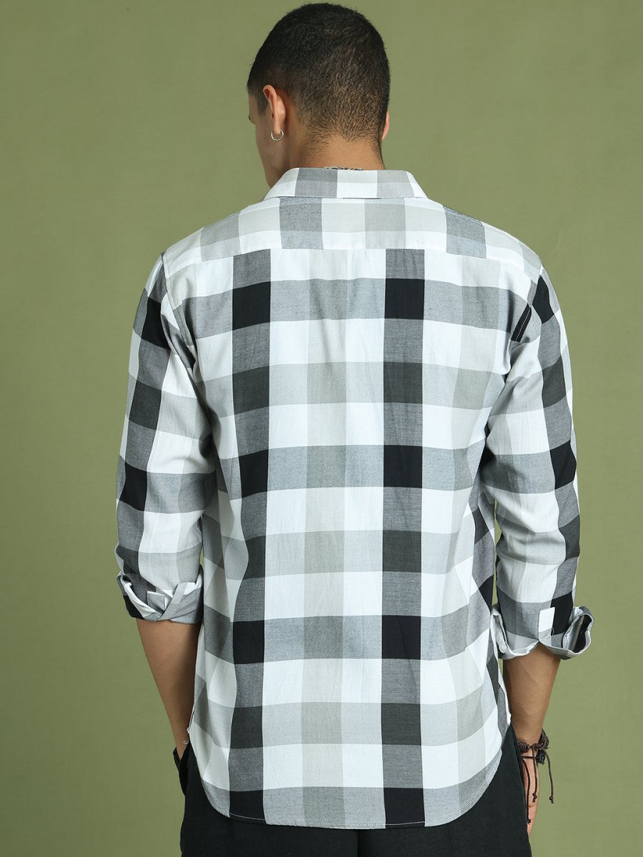 Black Checked Cotton Shirt for Men - SF_877Black_S