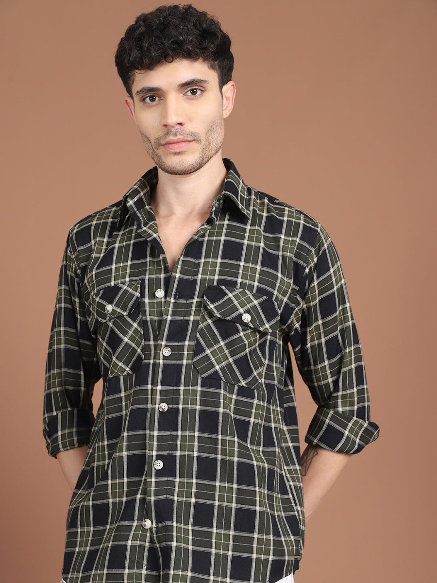 Black Checked Cotton Shirt for Men - SF_9030Black_S