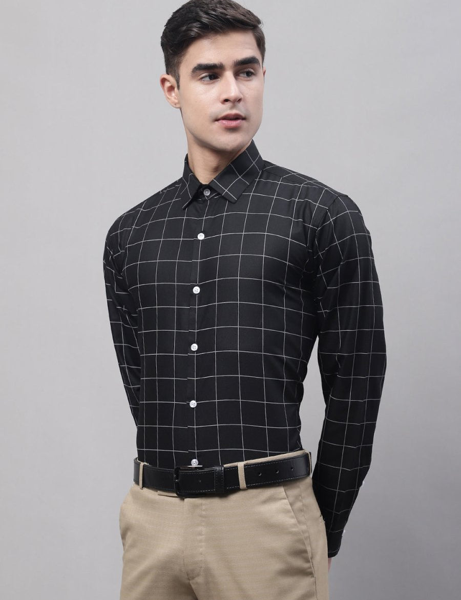 Black Checked Cotton Shirt for Men - SF_742Black_S