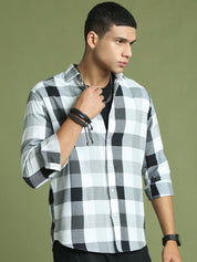 Black Checked Cotton Shirt for Men - SF_877Black_S