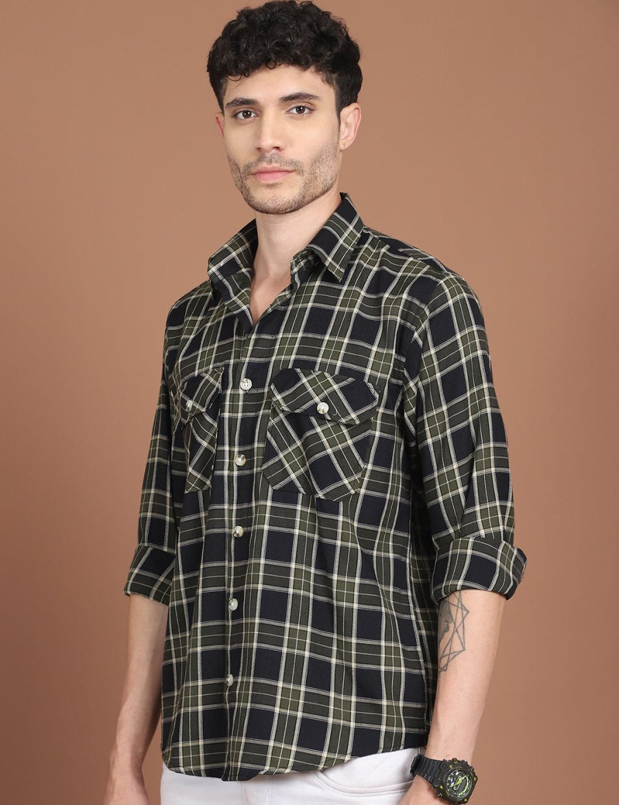 Black Checked Cotton Shirt for Men - SF_9030Black_S