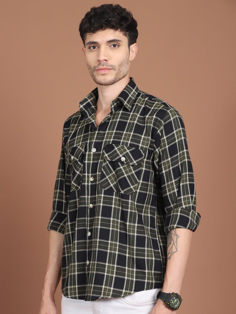 Black Checked Cotton Shirt for Men - SF_9030Black_S