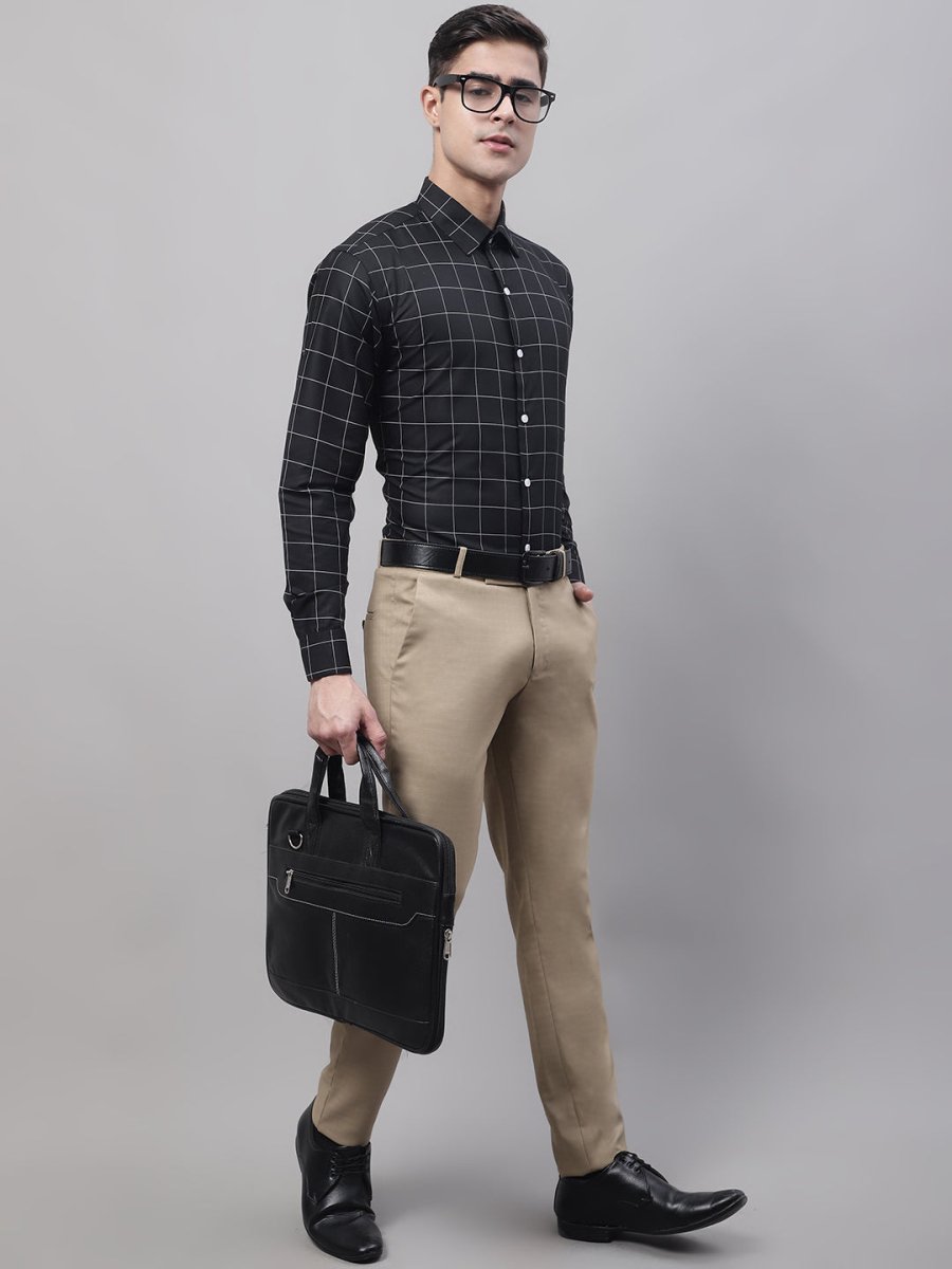 Black Checked Cotton Shirt for Men - SF_742Black_S