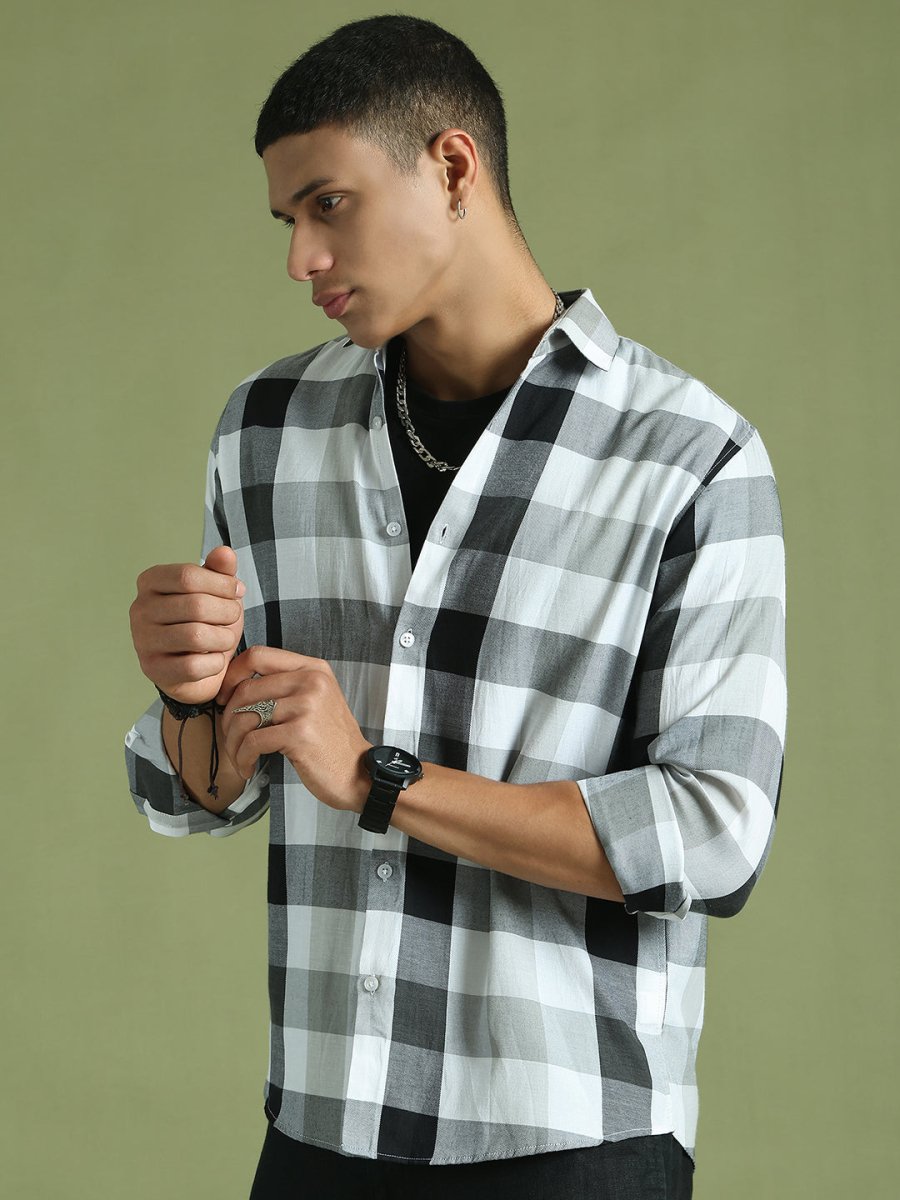 Black Checked Cotton Shirt for Men - SF_877Black_S