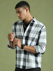 Black Checked Cotton Shirt for Men - SF_877Black_S