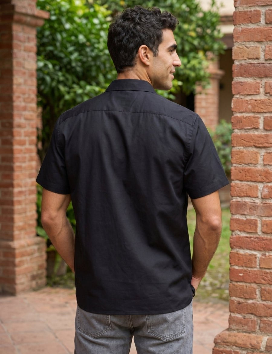 Black Cotton Solid Casual Shirts - SF_754Black_S