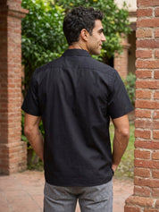 Black Cotton Solid Casual Shirts - SF_754Black_S