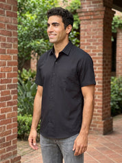 Black Cotton Solid Casual Shirts - SF_754Black_S