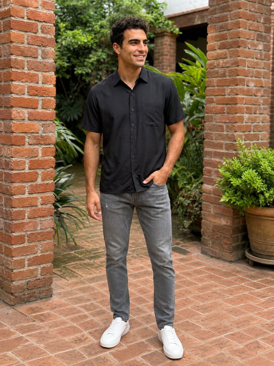 Black Cotton Solid Casual Shirts - SF_754Black_S