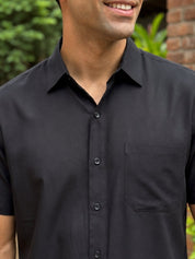 Black Cotton Solid Formal Shirts - SF_754Black_S