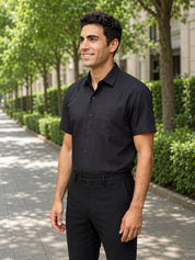 Black Cotton Solid Formal Shirts - SF_754Black_S