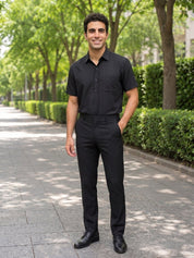 Black Cotton Solid Formal Shirts - SF_754Black_S