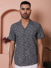 Black Printed Half Sleeve Shirt for Men - SF_935Black_S