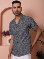 Black Printed Half Sleeve Shirt for Men - SF_935Black_S