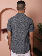 Black Printed Half Sleeve Shirt for Men - SF_935Black_S
