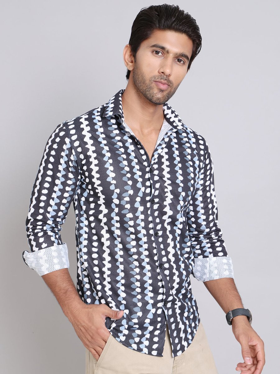 Black Printed Party Shirt for Men - SF_999Black_S