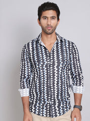 Black Printed Party Shirt for Men - SF_999Black_S