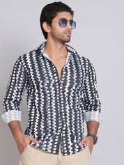 Black Printed Party Shirt for Men - SF_999Black_S