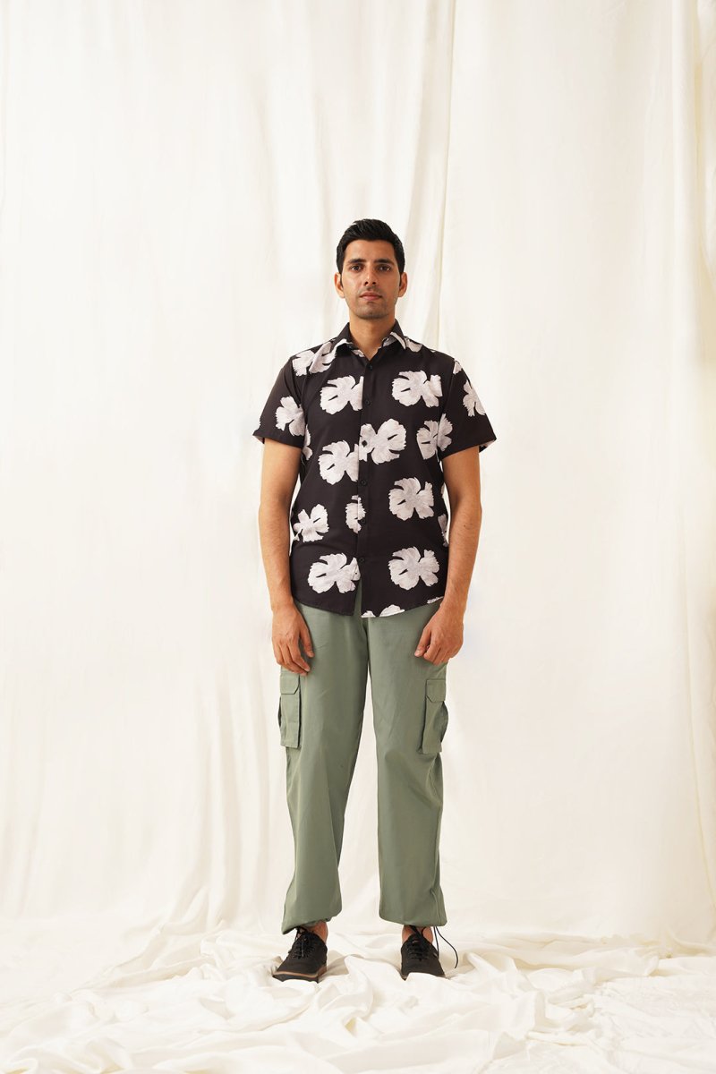 Black Printed Party Shirt for Men - SF_934Black_S