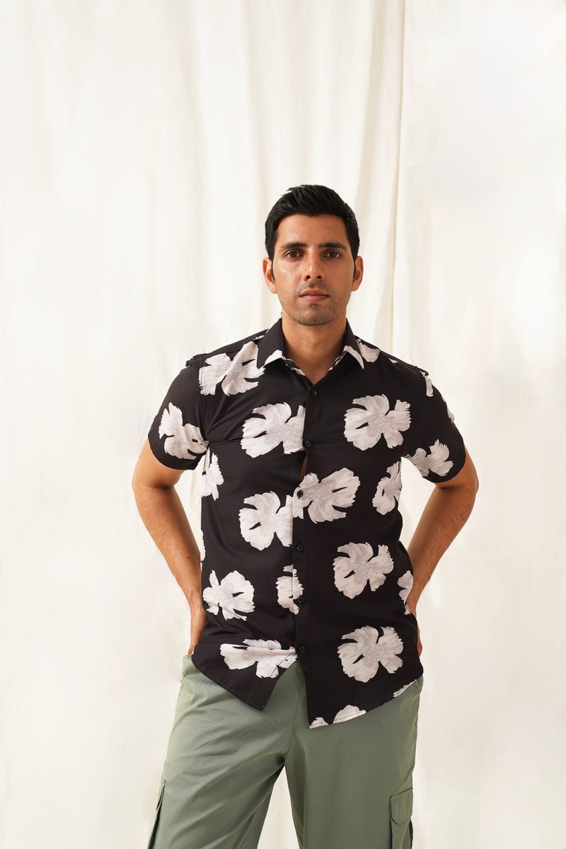 Black Printed Party Shirt for Men - SF_934Black_S