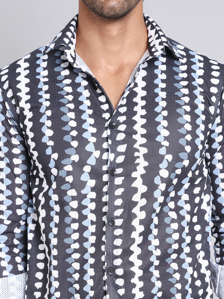 Black Printed Party Shirt for Men - SF_999Black_S