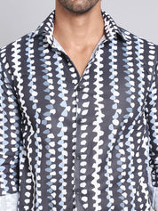 Black Printed Party Shirt for Men - SF_999Black_S