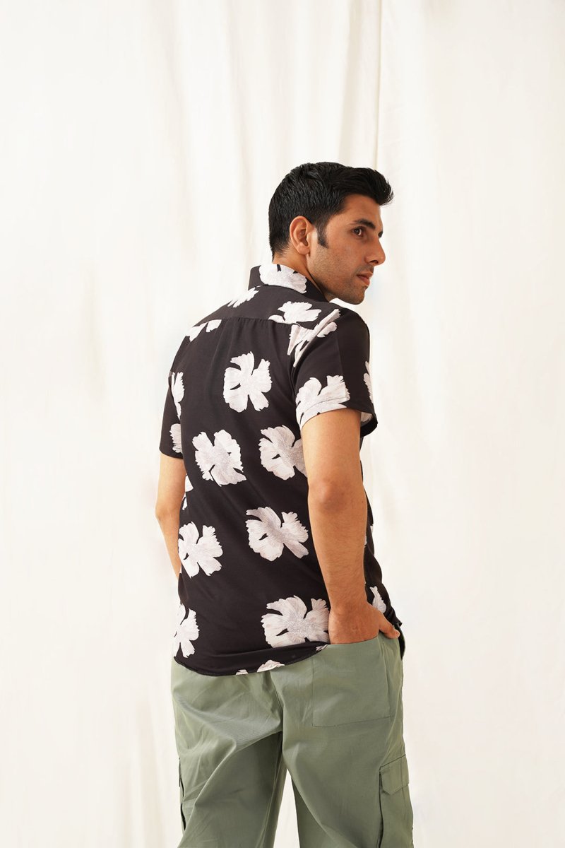 Black Printed Party Shirt for Men - SF_934Black_S