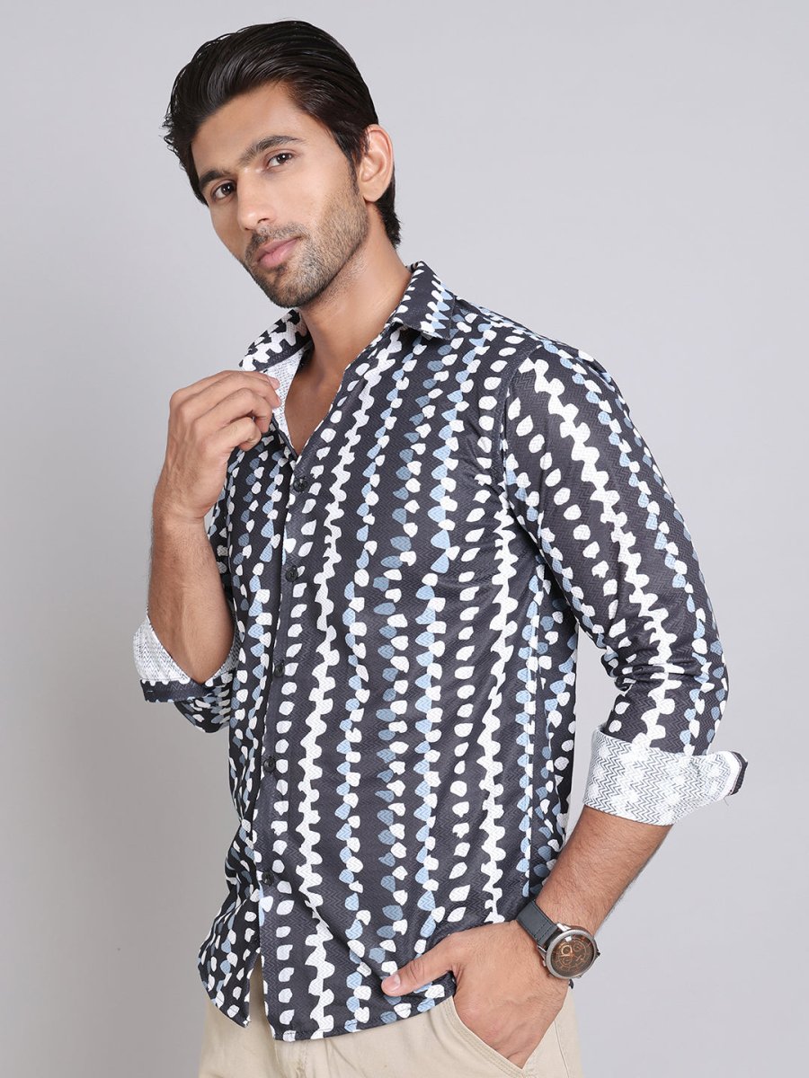 Black Printed Party Shirt for Men - SF_999Black_S
