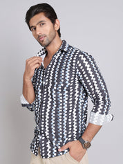 Black Printed Party Shirt for Men - SF_999Black_S