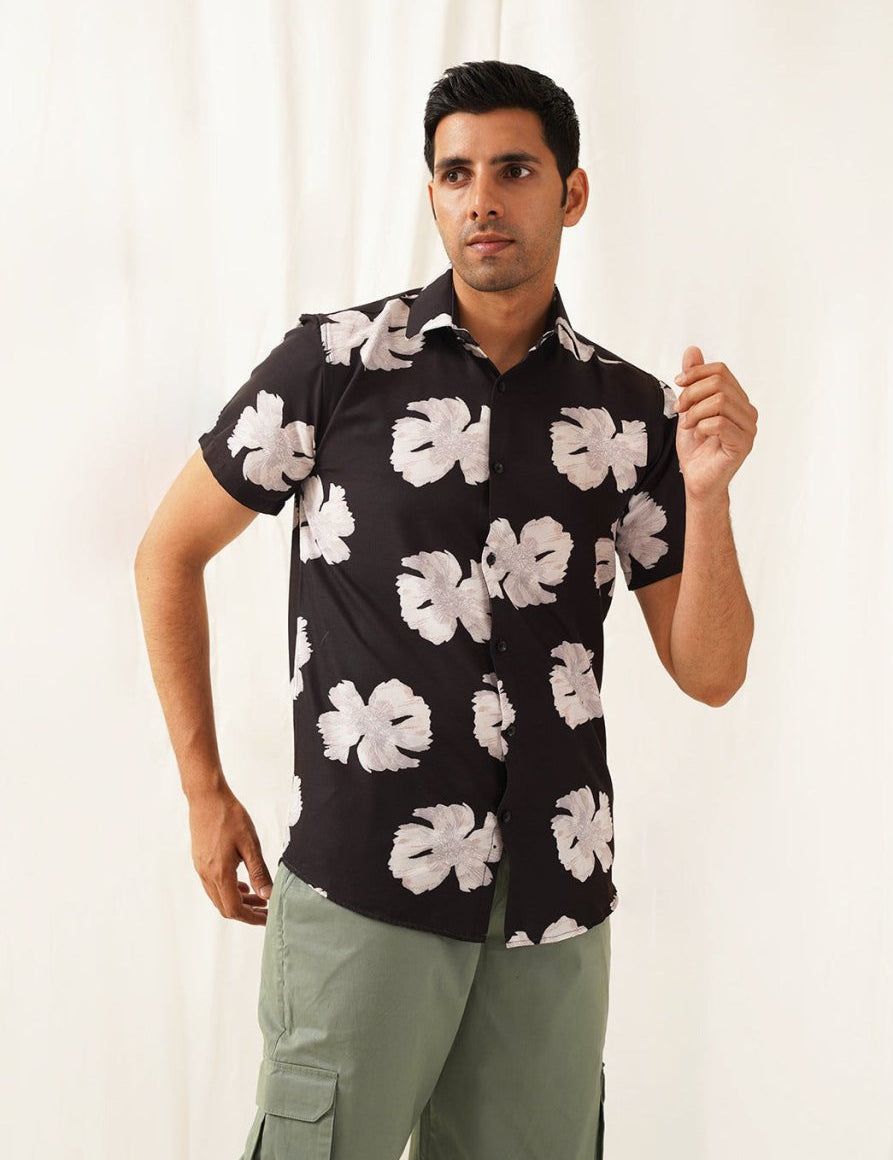 Black Printed Party Shirt for Men - SF_934Black_S