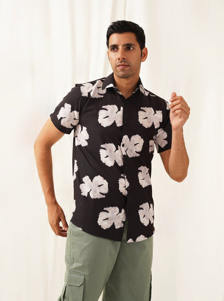 Black Printed Party Shirt for Men - SF_934Black_S