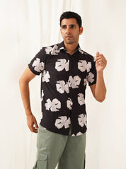 Black Printed Party Shirt for Men - SF_934Black_S
