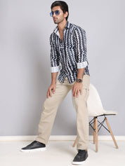 Black Printed Party Shirt for Men - SF_999Black_S