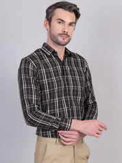 Black Regular Fit Checks Formal Shirts for Men - SF_9007Black_S