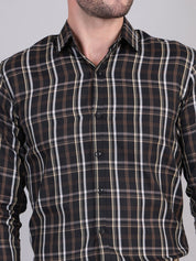 Black Regular Fit Checks Formal Shirts for Men - SF_9007Black_S