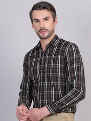 Black Regular Fit Checks Formal Shirts for Men - SF_9007Black_S