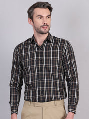 Black Regular Fit Checks Formal Shirts for Men - SF_9007Black_S