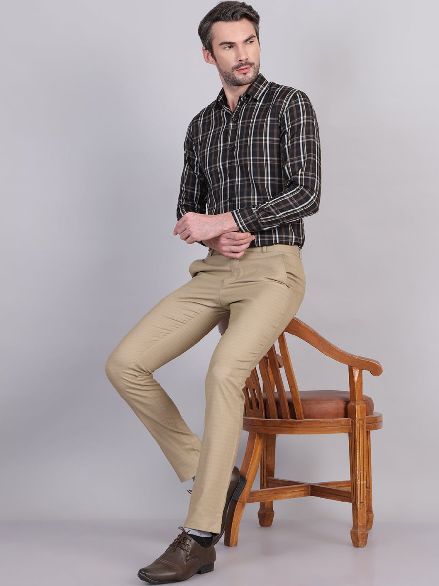 Black Regular Fit Checks Formal Shirts for Men - SF_9007Black_S
