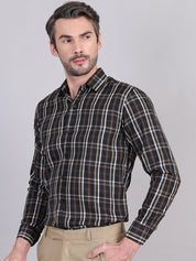Black Regular Fit Checks Formal Shirts for Men - SF_9007Black_S