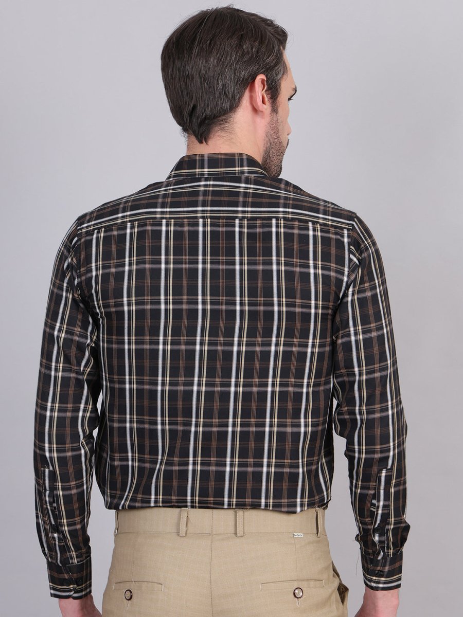Black Regular Fit Checks Formal Shirts for Men - SF_9007Black_S