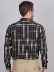 Black Regular Fit Checks Formal Shirts for Men - SF_9007Black_S