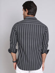 Black Self Design Cotton Shirt for Men - SF_997Black_S