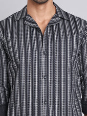 Black Self Design Cotton Shirt for Men - SF_997Black_S