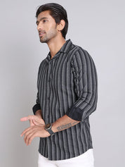Black Self Design Cotton Shirt for Men - SF_997Black_S