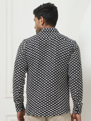 Black Self Design Party Shirt for Men - SF_956Black_S
