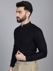 Black Solid Cotton Formal Shirt for Men - SF_927Black_S