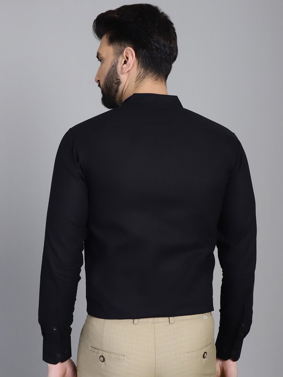 Black Solid Cotton Formal Shirt for Men - SF_927Black_S