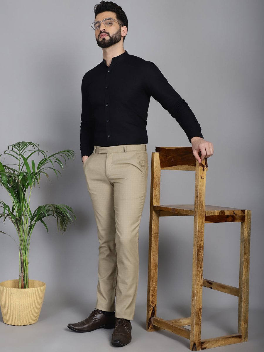 Black Solid Cotton Formal Shirt for Men - SF_927Black_S