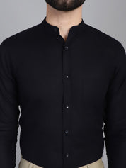 Black Solid Cotton Formal Shirt for Men - SF_927Black_S