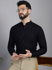 Black Solid Cotton Formal Shirt for Men - SF_927Black_S